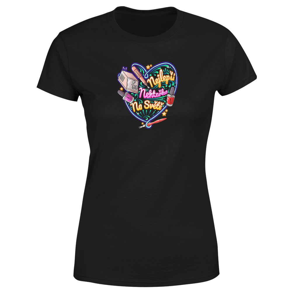 Tričko Nail love shape– dámské (Velikost: L, Barva trička: Černá)