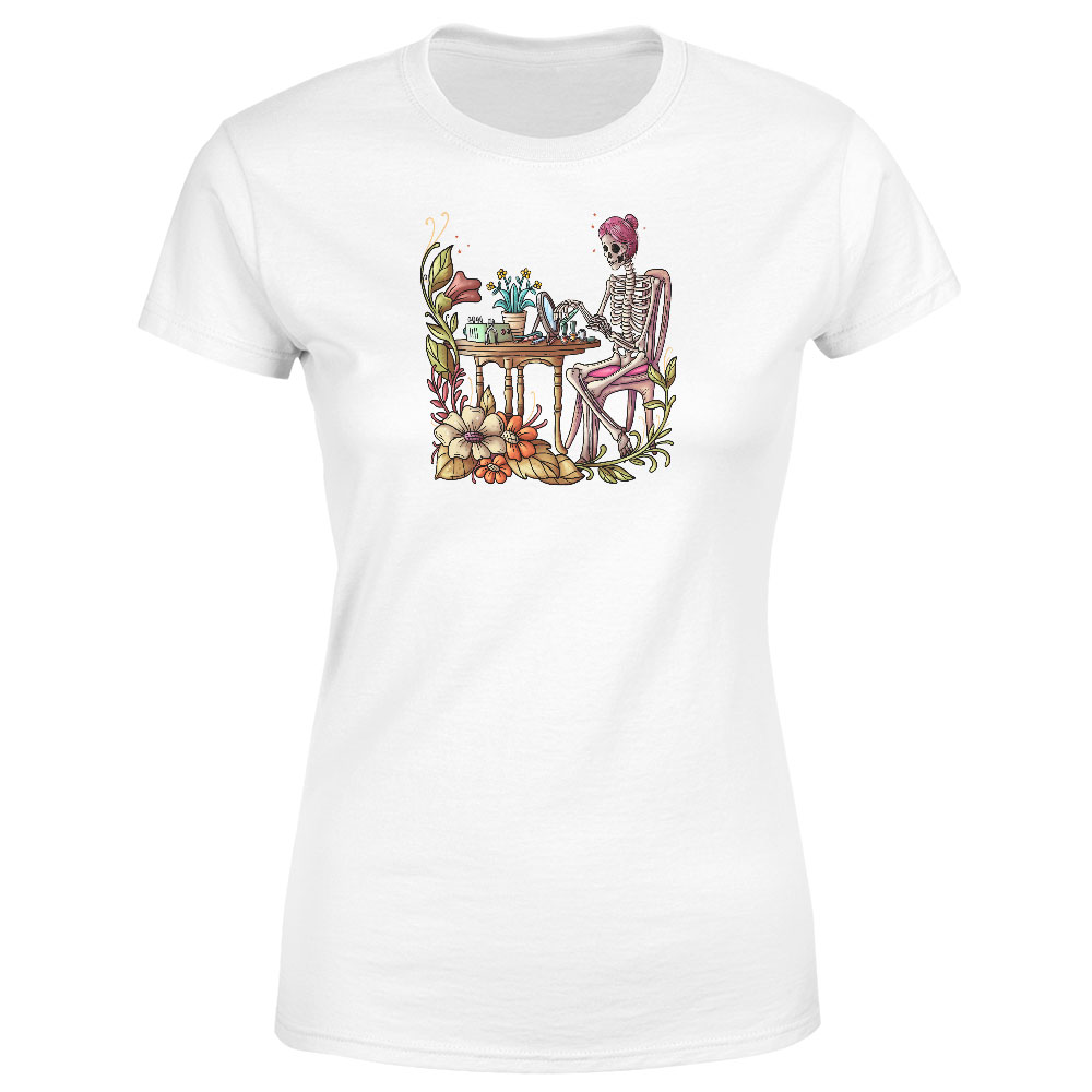 Tričko Nehtařka skeleton – dámské (Velikost: L, Barva trička: Bílá)