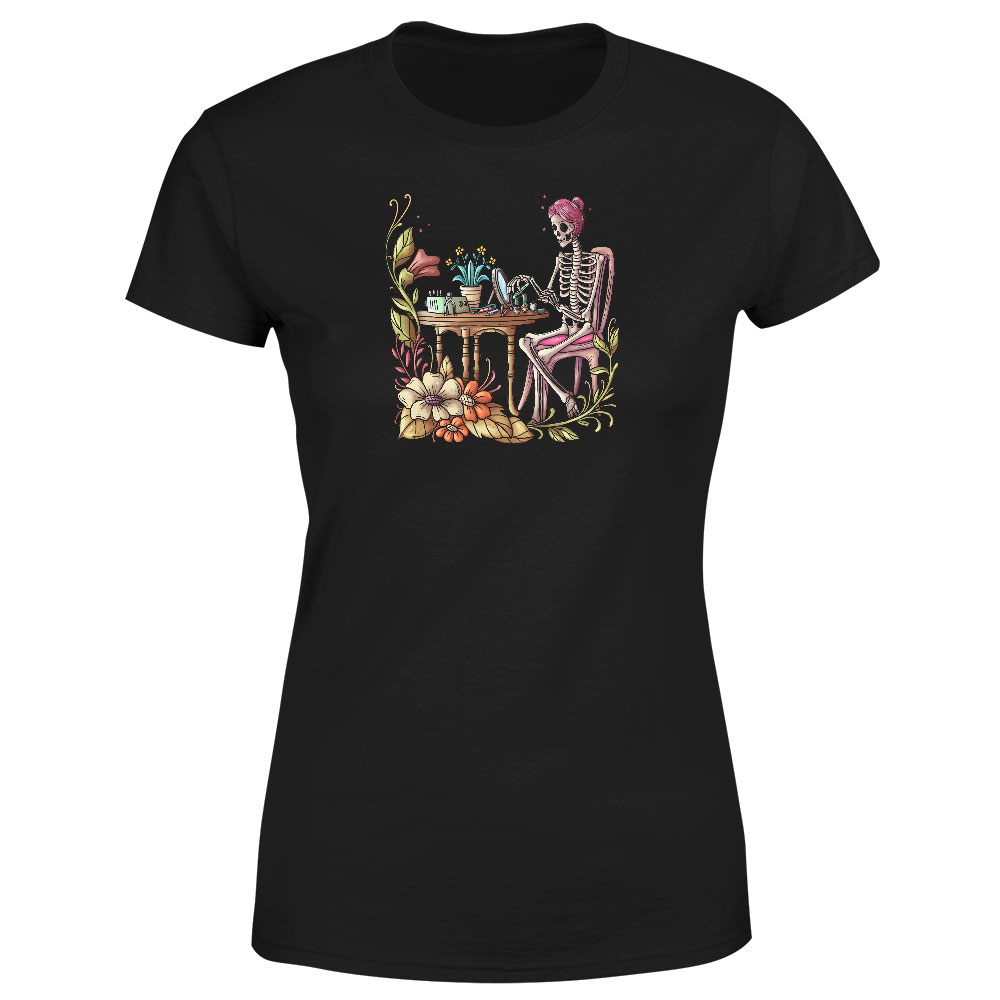 Tričko Nehtařka skeleton – dámské (Velikost: M, Barva trička: Černá)