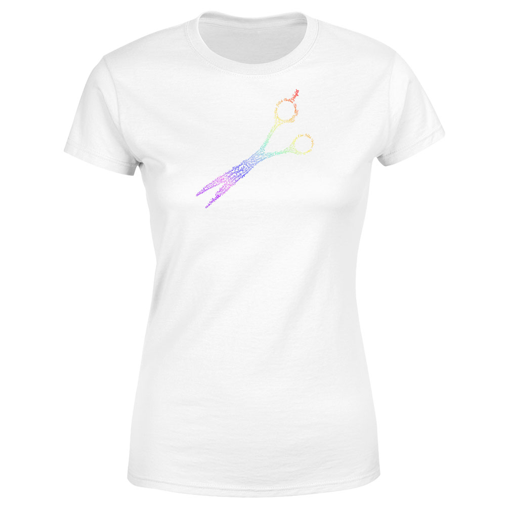 Tričko Kadeřnice – nůžky – dámské (Velikost: XS, Barva trička: Bílá)
