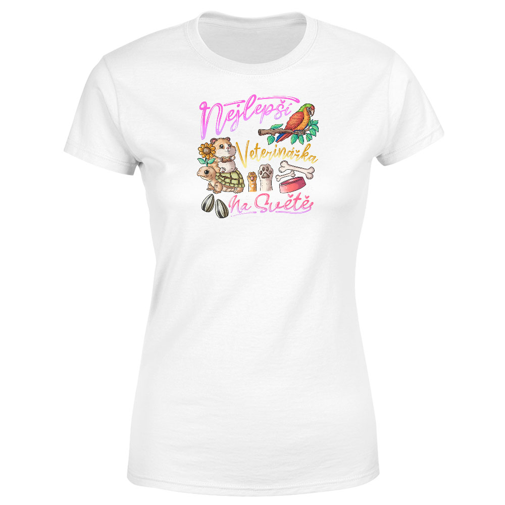 Tričko Nejlepší veterinářka – dámské (Velikost: S, Barva trička: Bílá)