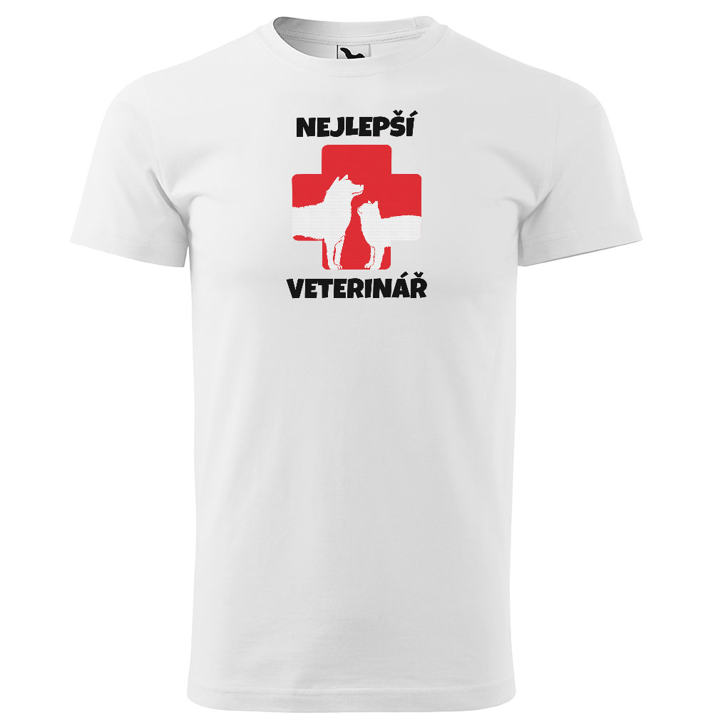 Pánské tričko Nejlepší veterinář – kříž (Velikost: XS, Barva trička: Bílá)