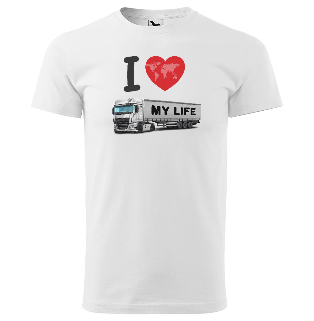 Pánské tričko Kamion – my Life (Velikost: 2XL, Barva trička: Bílá, Barva kamionu: Bílá)