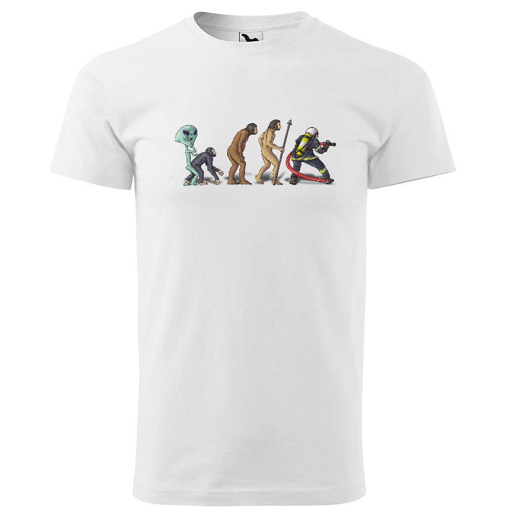 Tričko Evoluce – hasiči (pánské) (Velikost: 2XL, Barva trička: Bílá)