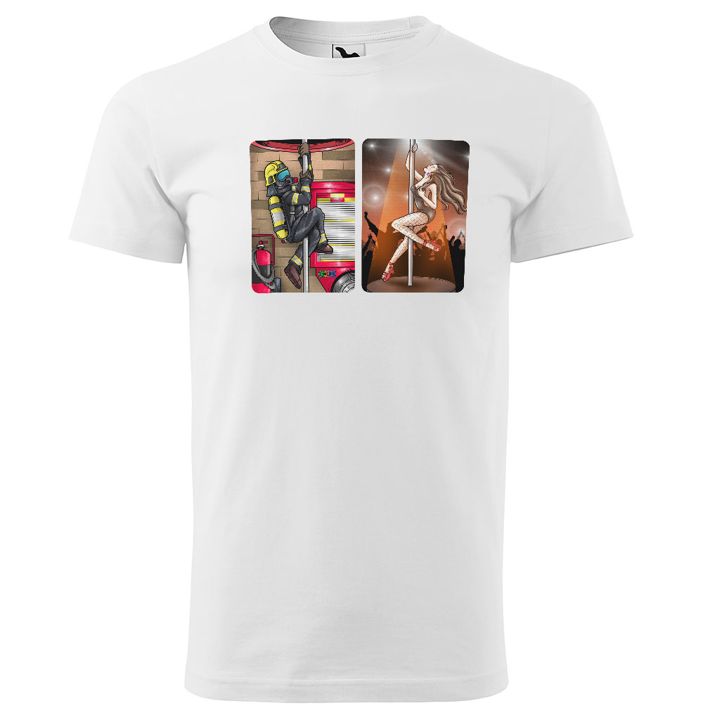 Tričko Hasič a striptérka (Velikost: XS, Typ: pro muže, Barva trička: Bílá)