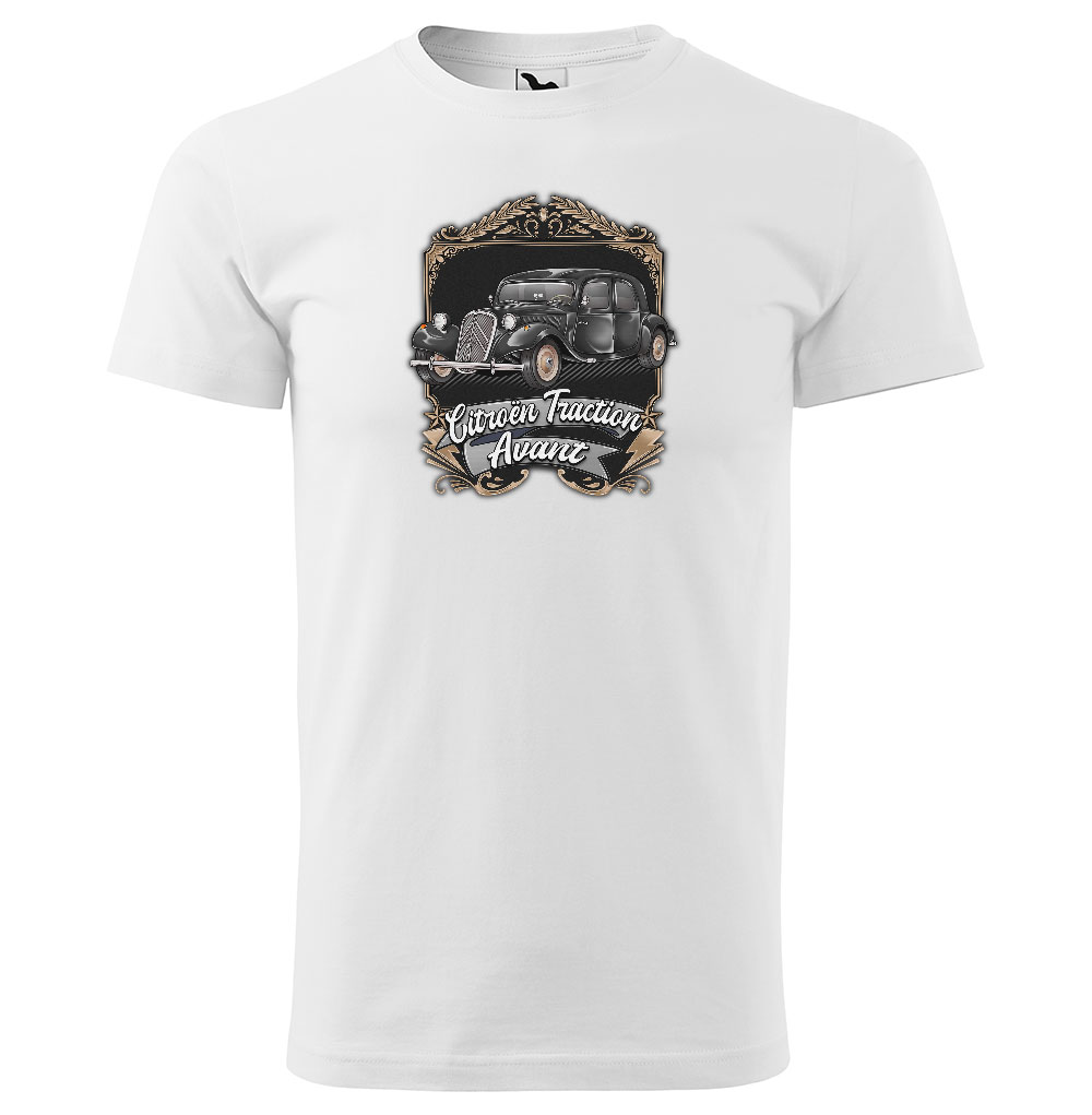 Tričko Citröen Traction Avant Black (Velikost: XL, Typ: pro muže, Barva trička: Bílá)