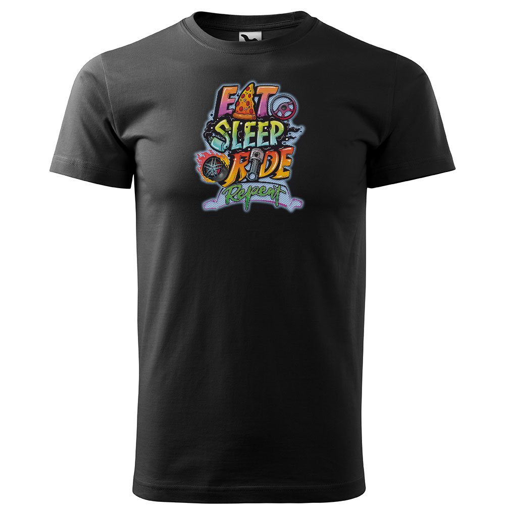 Tričko Eat sleep ride (Velikost: 4XL, Typ: pro muže, Barva trička: Černá)