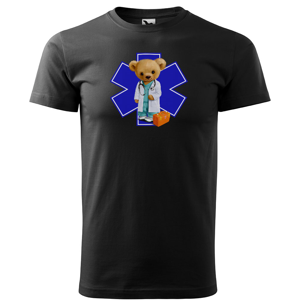 Tričko Medvěd – doktor (Velikost: M, Typ: pro muže, Barva trička: Černá)