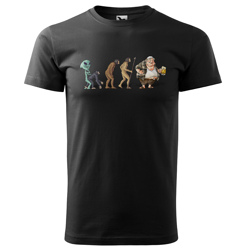 Tričko Evoluce pivaře (Velikost: M, Barva trička: Černá)