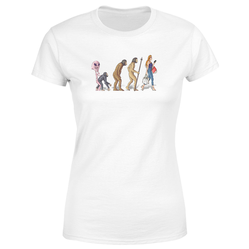 Tričko Evoluce – Shopping (Velikost: 2XL, Typ: pro ženy, Barva trička: Bílá)