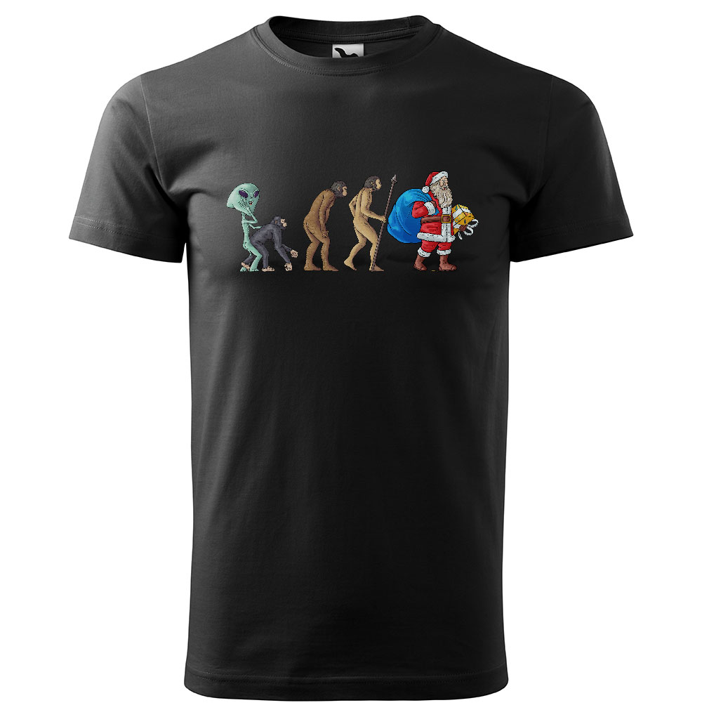 Tričko Evoluce – Santa Claus (Velikost: M, Typ: pro muže, Barva trička: Černá)