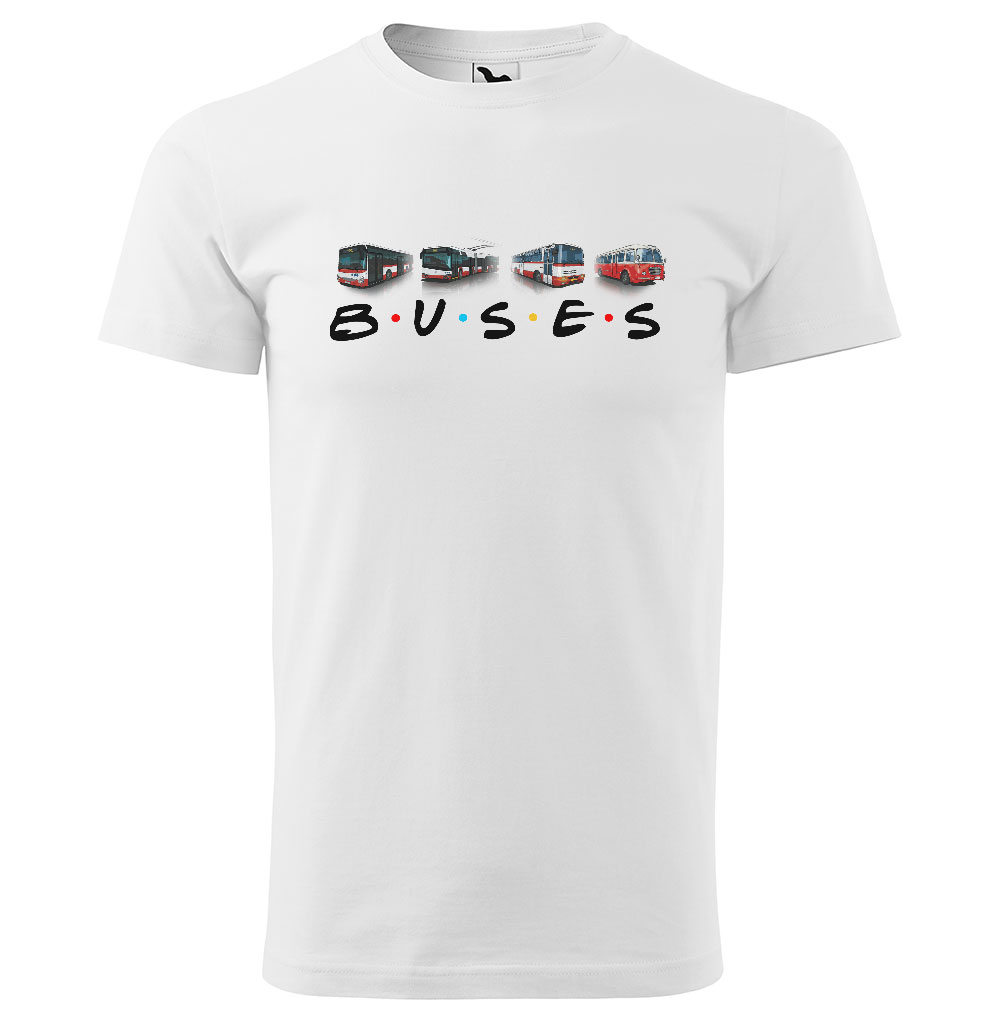 Tričko Buses (Velikost: S, Typ: pro muže, Barva trička: Bílá)