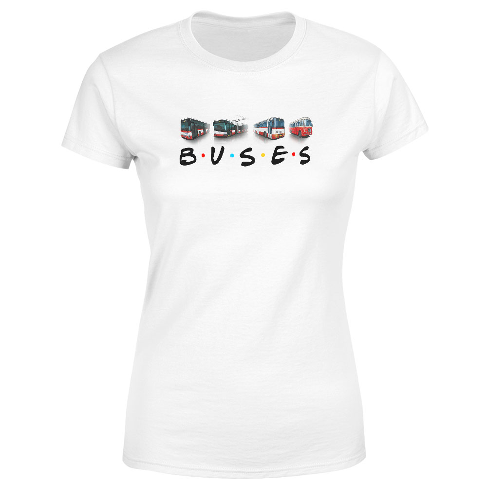 Tričko Buses (Velikost: S, Typ: pro ženy, Barva trička: Bílá)