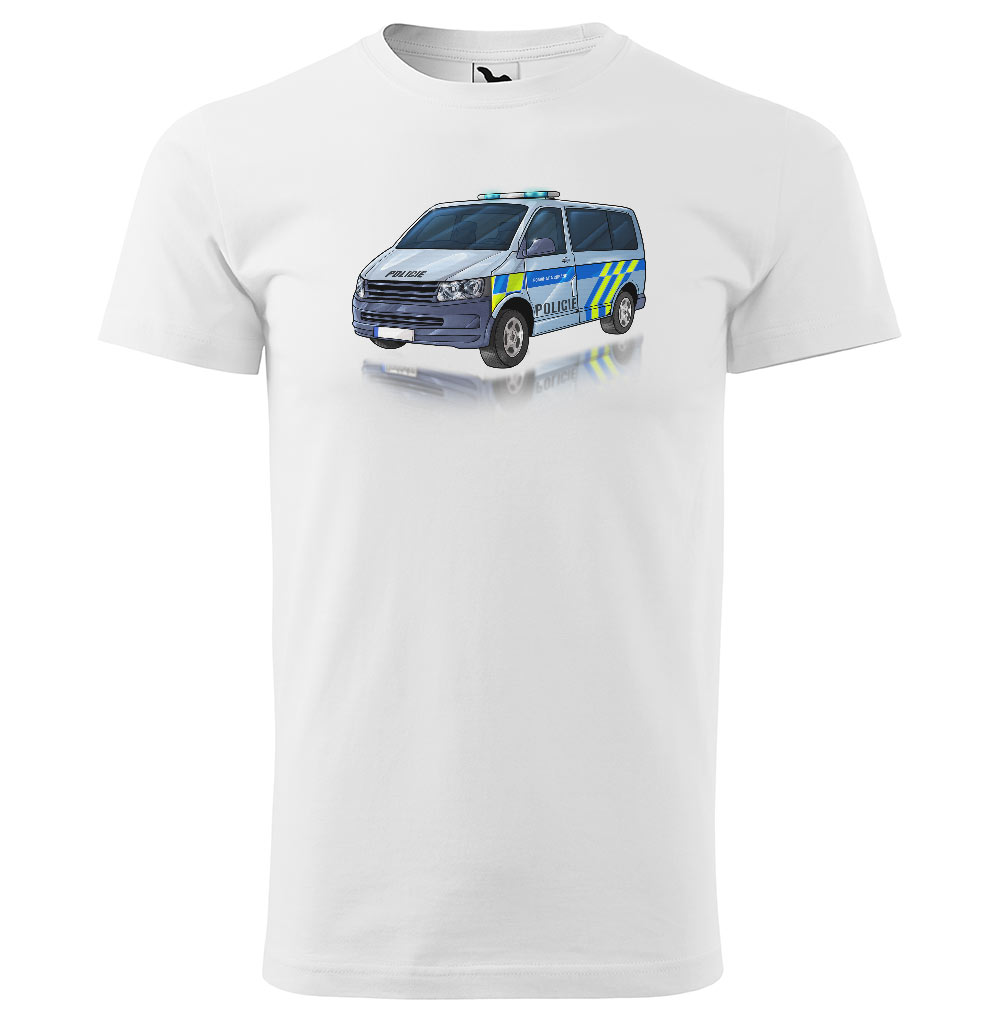 Tričko Policejní dodávka  (Velikost: XL, Typ: pro muže, Barva trička: Bílá)