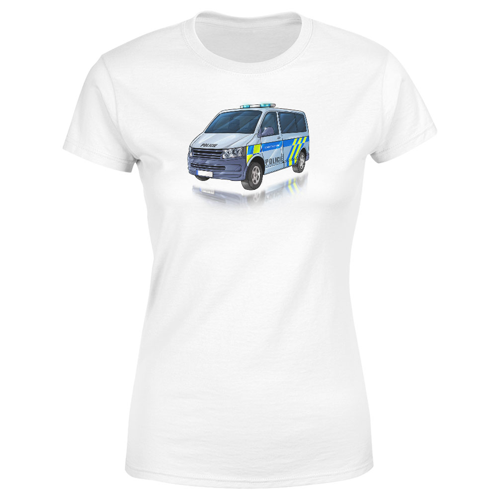 Tričko Policejní dodávka  (Velikost: XL, Typ: pro ženy, Barva trička: Bílá)