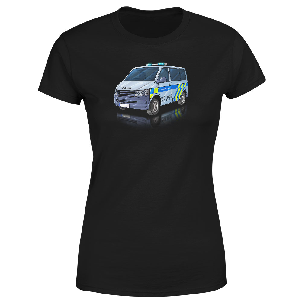 Tričko Policejní dodávka  (Velikost: M, Typ: pro ženy, Barva trička: Černá)