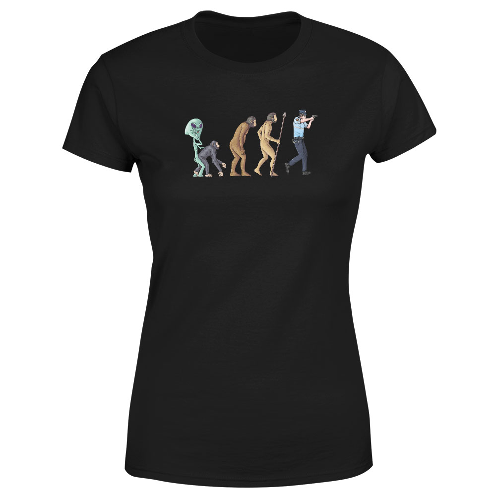 Tričko Policejní evoluce (Velikost: M, Typ: pro ženy, Barva trička: Černá)