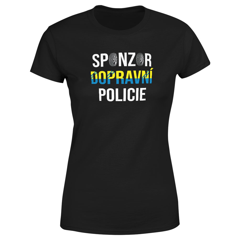 Tričko Sponzor dopravní policie (Velikost: M, Typ: pro ženy, Barva trička: Černá)