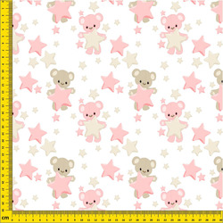Strukturovaná tkanina – Teddy bear (pink)