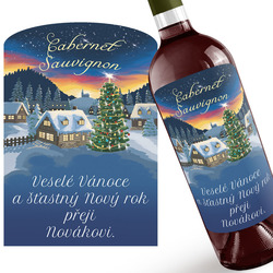 Červené víno s vánočním přáním