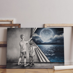 Foto na plátně Za oponou „Moon“ 90x60 cm