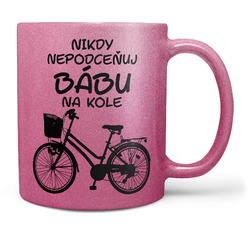 Hrnek Bába na kole (růžový)