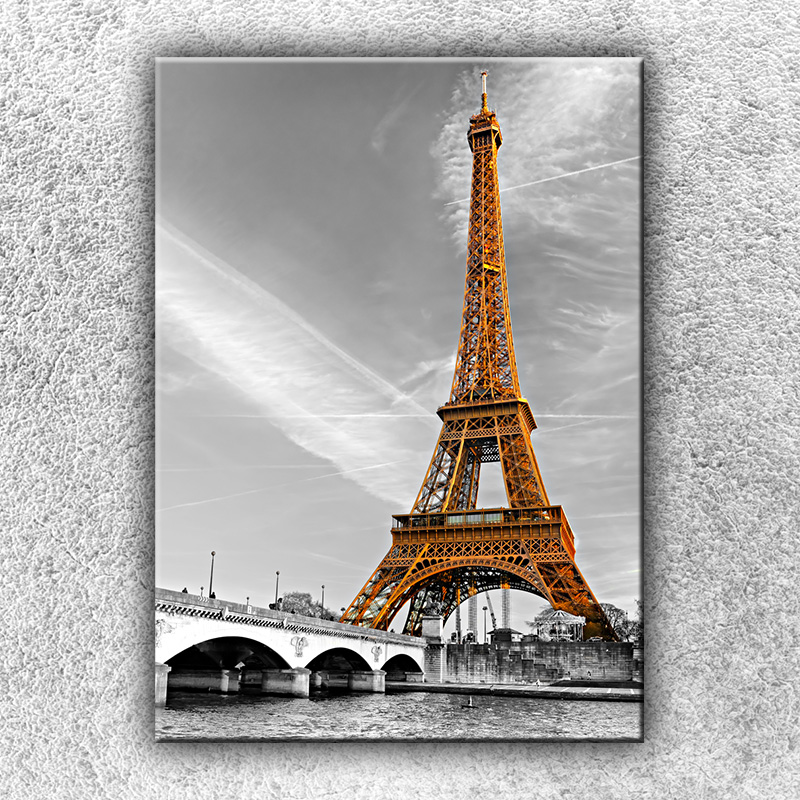 IMPAR Fotografie na plátno Zlatá Eiffelovka 70x50 cm