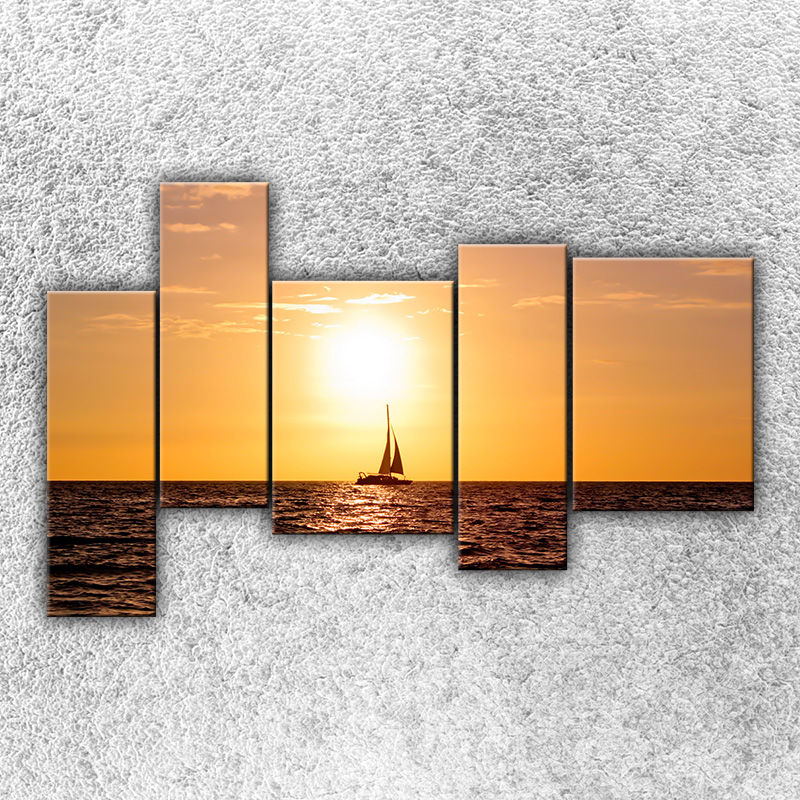 Foto na plátno Západ slunce nad jachtou 4 190x120 cm