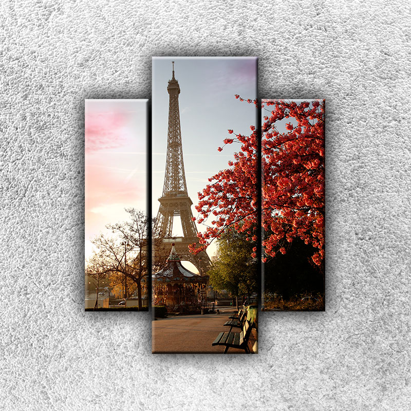Foto na plátno Eiffelovka s kvetoucím stromem 1 70x55 cm