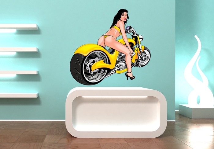 IMPAR Samolepka na zeď Dívka u motorky 1 (Velikost: 80 x 76 cm)