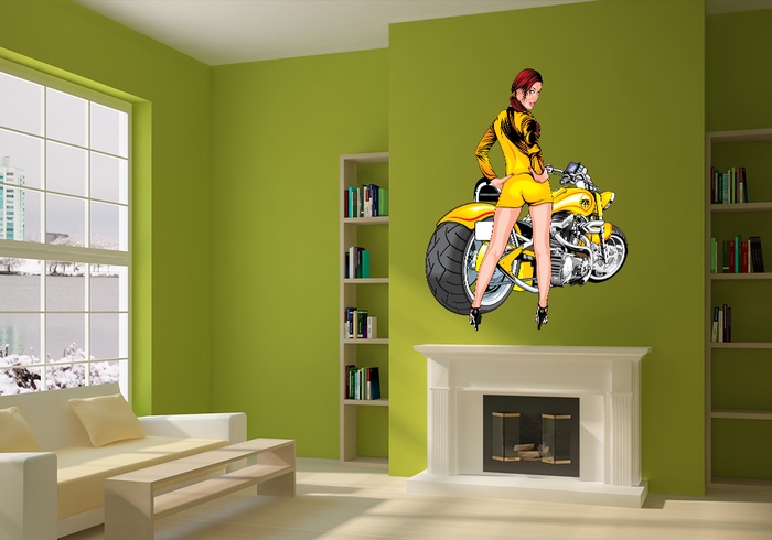 IMPAR Samolepka na zeď Dívka u motorky 6 (Velikost: 60 x 48 cm)