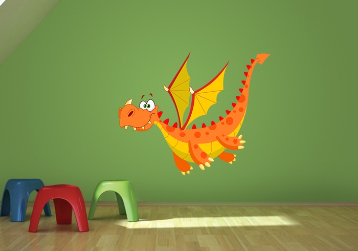 IMPAR Samolepka na zeď Oranžový drak (Velikost: 80 x 65 cm)
