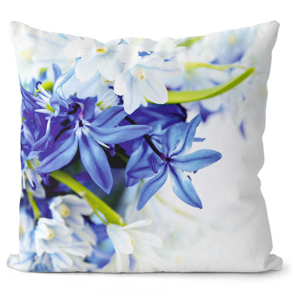 IMPAR Polštář Modré a bílé květy 40x40 cm (Velikost: 55 x 55 cm)