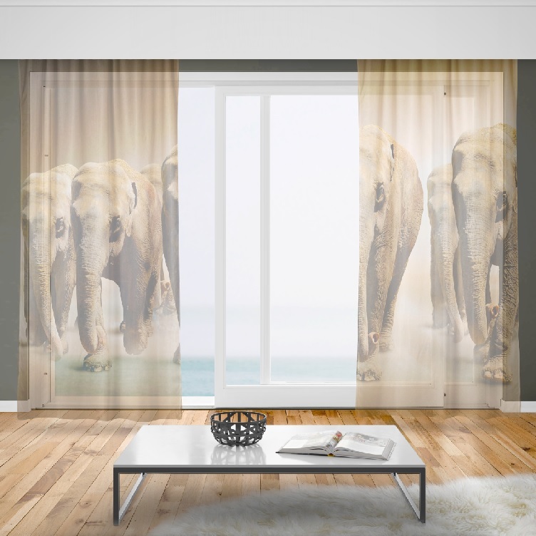 Záclony Stádo slonů (Rozměr záclony: 150x250)