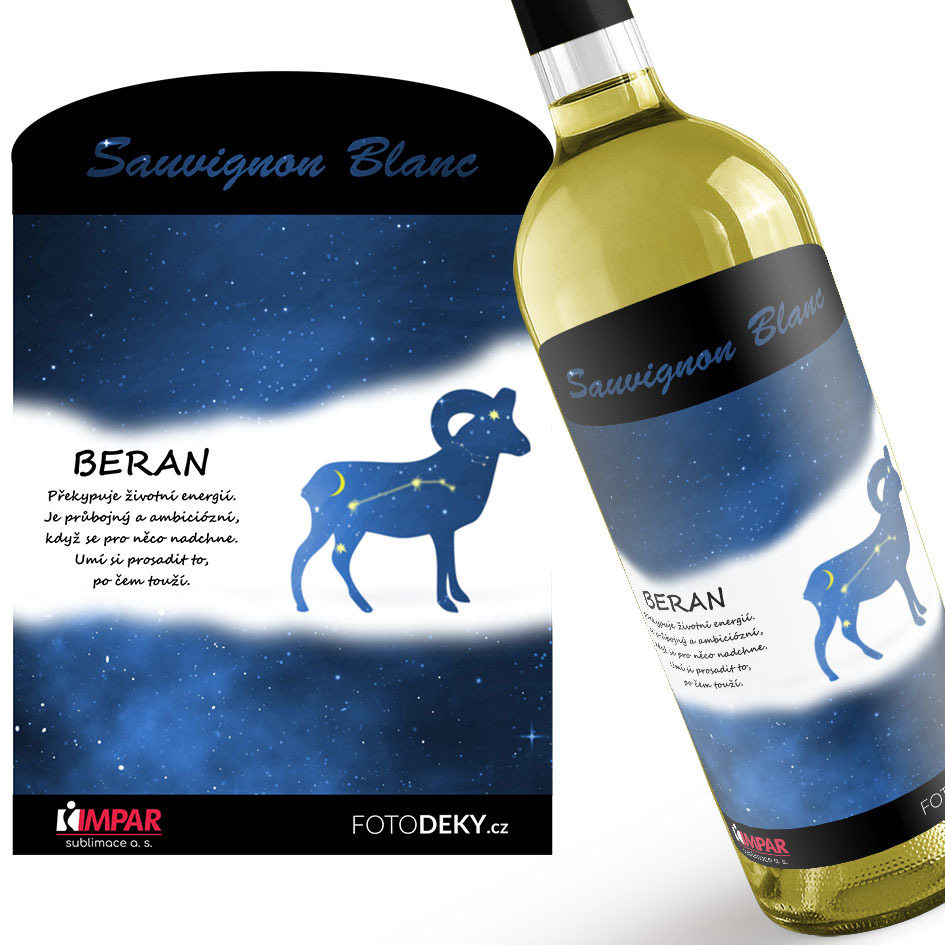 Víno Beran (21.3. - 20.4.) - Modré provedení (Druh Vína: Bílé víno)