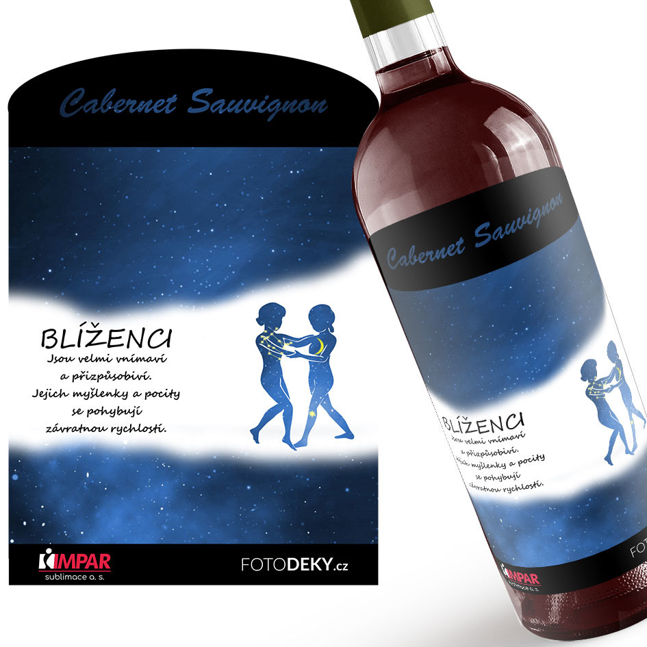 Víno Blíženci (22.5. - 21.6.) - Modré provedení (Druh Vína: Červené víno)