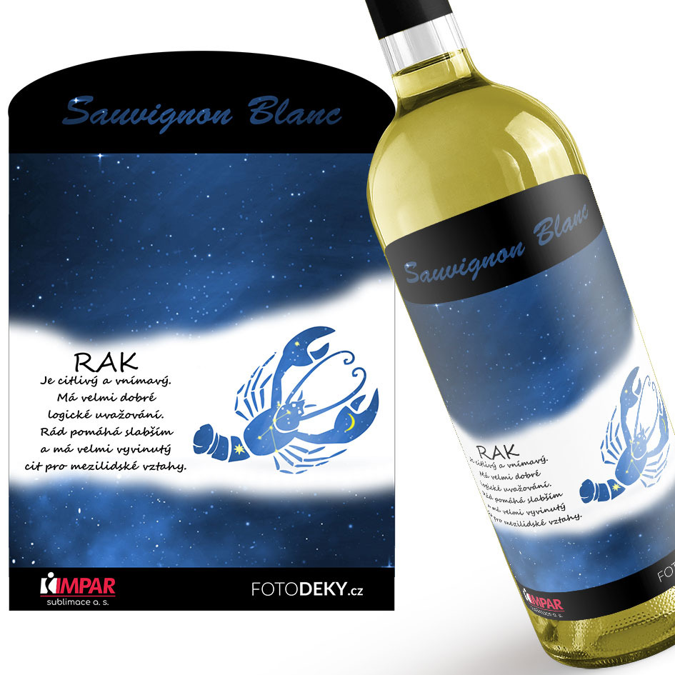 Víno Rak (22.6. - 22.7.) - Modré provedení (Druh Vína: Bílé víno)