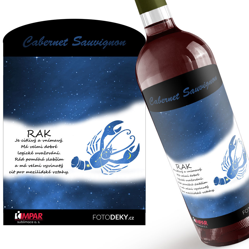 Víno Rak (22.6. - 22.7.) - Modré provedení (Druh Vína: Červené víno)