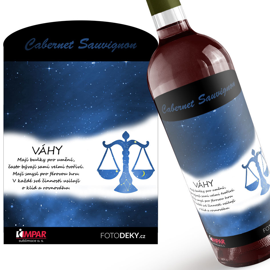 Víno Váhy (23.9. - 22.10.) - Modré provedení (Druh Vína: Červené víno)