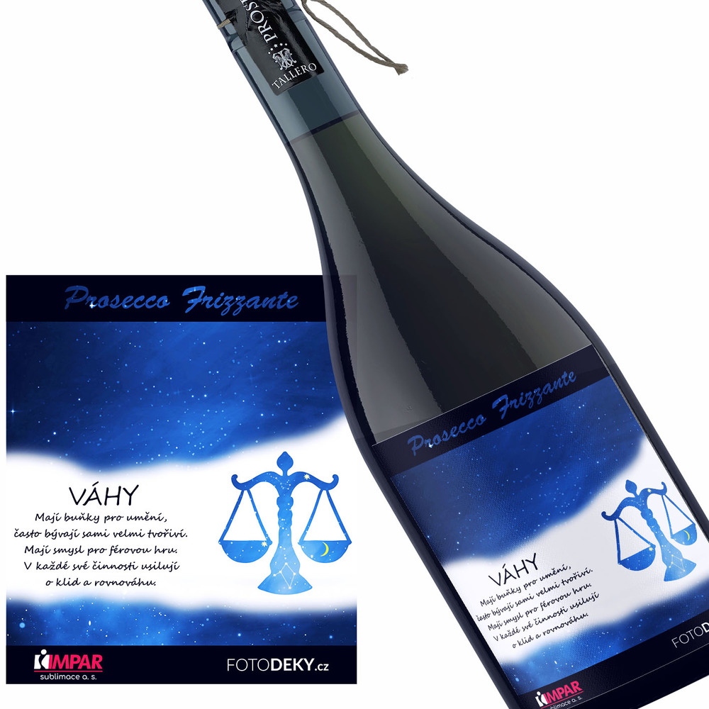 Víno Váhy (23.9. - 22.10.) - Modré provedení (Druh Vína: Prosecco)