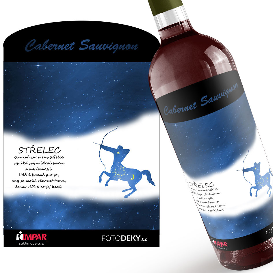 Víno Střelec (23.11. - 21.12.) - Modré provedení (Druh Vína: Červené víno)