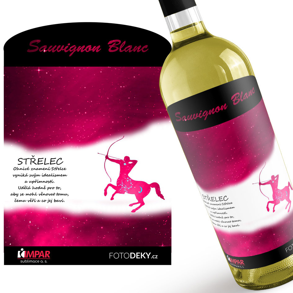Víno Střelec (23.11. - 21.12.) - Červené provedení (Druh Vína: Bílé víno)