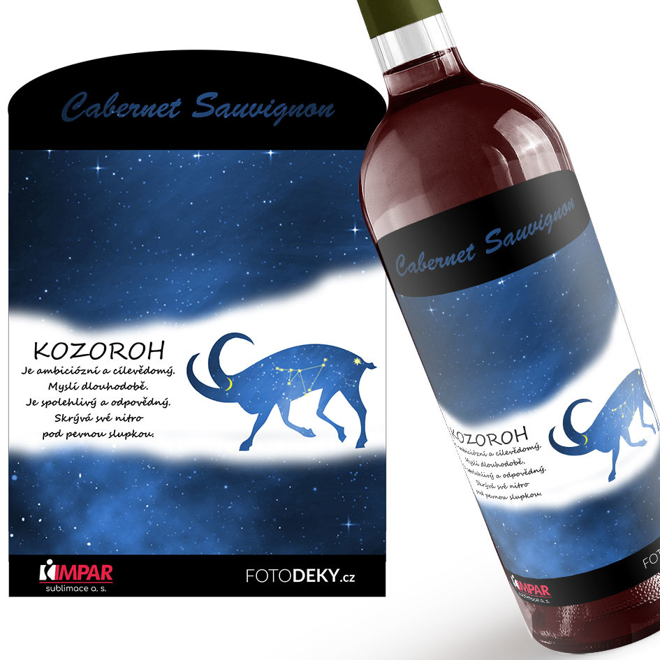 Víno Kozoroh (22.12. - 20.1.) - Modré provedení (Druh Vína: Červené víno)