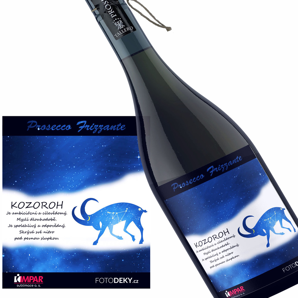 Víno Kozoroh (22.12. - 20.1.) - Modré provedení (Druh Vína: Prosecco)