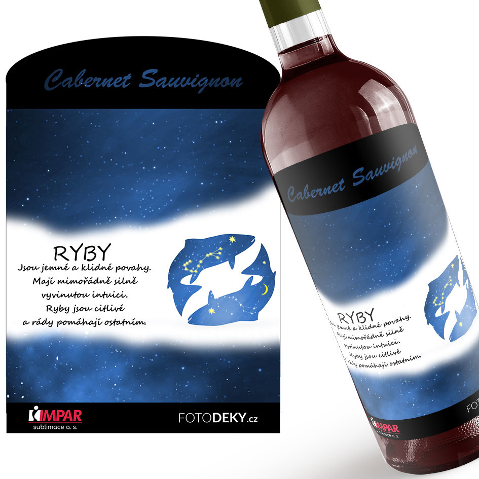 Víno Ryby (21.2. - 20.3.) - Modré provedení (Druh Vína: Červené víno)