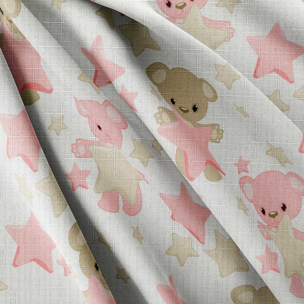 Strukturovaná tkanina – Teddy bear (pink)