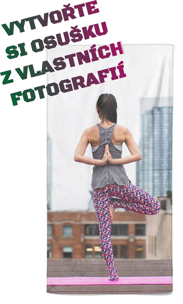 Osuška z vlastních fotografií a textů pro fitness a jógu