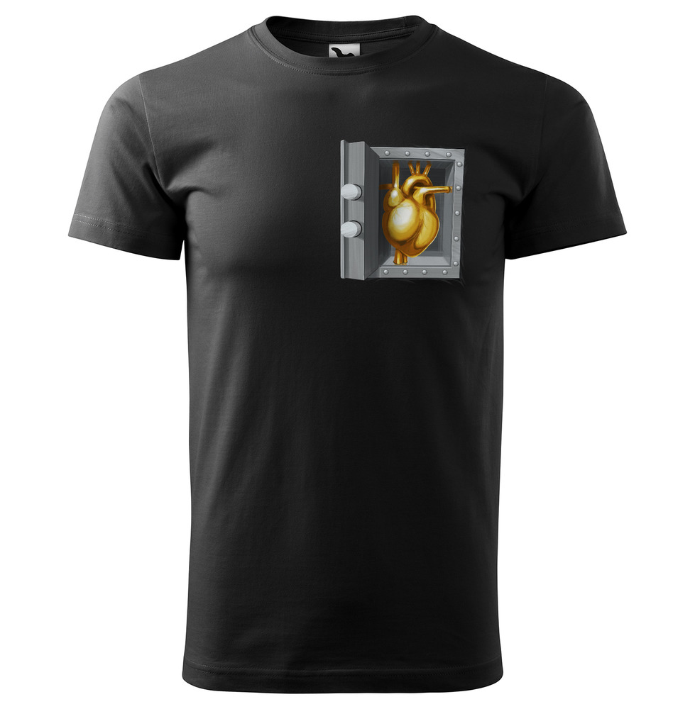 Tričko Zlaté srdce (Velikost: 5XL, Typ: pro muže, Barva trička: Černá)