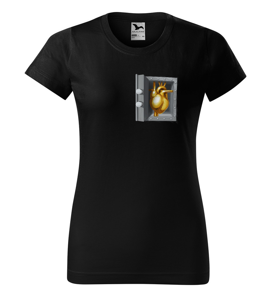 Tričko Zlaté srdce (Velikost: XS, Typ: pro ženy, Barva trička: Černá)