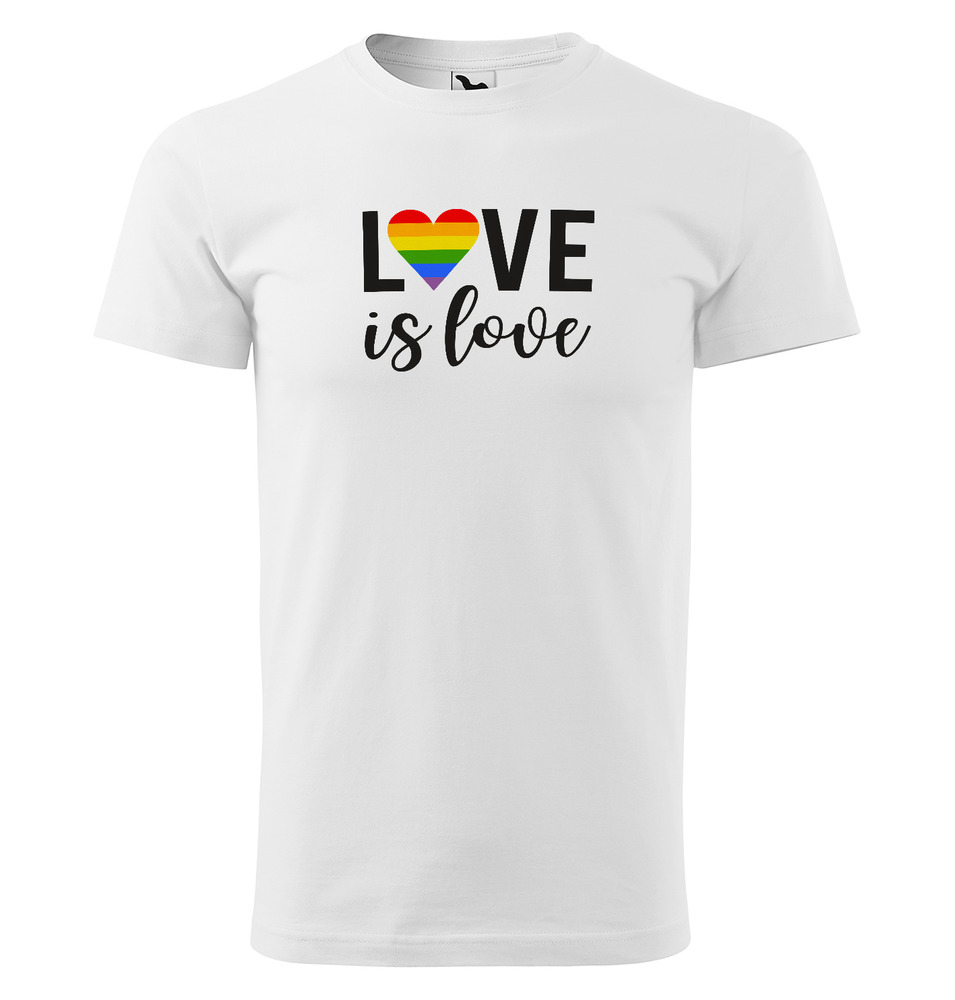 Tričko LBGT Love is love (Velikost: L, Typ: pro muže, Barva trička: Bílá)